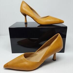 Women's Mustard Yellow Pointed Toe Kitten Heel Pumps Size US 10.5 EU 41 New